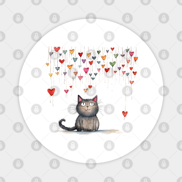 Cat Lover Valentine Magnet by CunninghamWatercolors